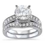 Yaffie Sparkling White Gold Duo: Moissanite and 1/2ct TDW Diamond Promise Ring