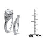 Yaffie Custom White Gold Moissanite and 1/3 TDW Black Diamond Engagement Ring Set