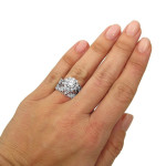 Floral Diamond Engagement Ring with Yaffie White Gold Moissanite and 0.75ct Total Diamond Weight
