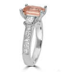 Three Stone Engagement Ring with Morganite and Diamond Accents in White Gold by Yaffie