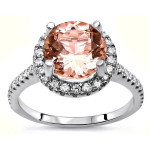 Elegant Morganite and Diamond Engagement Ring in White Gold by Yaffie
