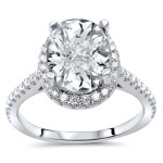 Sparkling Yaffie Bridal Set with Oval-cut Moissanite and 1/2ct TDW Diamonds in White Gold.