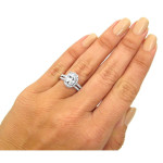 Sparkling Yaffie Bridal Set with Oval-cut Moissanite and 1/2ct TDW Diamonds in White Gold.