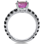 Yaffie ™ Custom Black Diamond & Pink Sapphire Bridal Ring in White Gold - 2 1/6 TDW