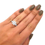 Radiant Moissanite & 1ct TDW Diamond Engagement Ring with Twinkle of Yaffie White Gold