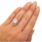 Radiant Moissanite and Diamond Engagement Ring in White Gold by Yaffie