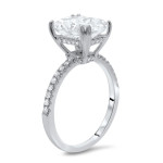 Radiant Moissanite and Diamond Engagement Ring in White Gold by Yaffie