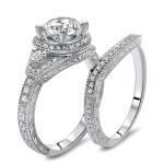 Bridal Bliss: Yaffie White Gold Round Moissanite Diamond Ring Set