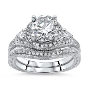 Bridal Bliss: Yaffie White Gold Round Moissanite Diamond Ring Set