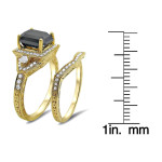 Yaffie ™ Custom-Made Black and White Diamond Bridal Ring Set with 2 1/4ct TDW in Luxurious Gold