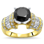 Custom Yaffie ™ Black Diamond Engagement Ring 3.5 ctw - Glowing Gold