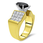 Yaffie ™ Custom Black Marquise Diamond Engagement Ring with 4.25 ct TDW of Glittering Gold