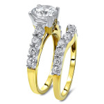 Golden Yaffie Bridal Set with Moissanite and 1ct Diamond