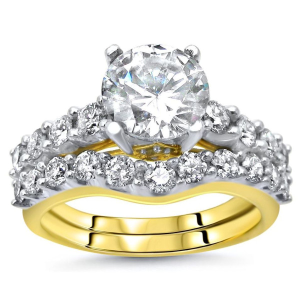 Golden Yaffie Bridal Set with Moissanite and 1ct Diamond