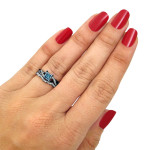 Yaffie ™ Custom 14k Black Rhodium Engagement Ring Set - Featuring 1 1/5ct. TDW Blue Diamonds