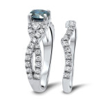 Yaffie Blue Diamond 2-Piece Bridal Set in White & Gold, 1 1/2ct TDW