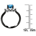 Yaffie ™ 1 1/2ct Blue and White Round Diamond Ring - The Impeccable Black Gold Masterpiece.