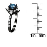 Yaffie ™ Crafts Custom Black Gold Ring with Blue Diamond Vintage Design (1 1/3ct TDW)