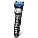 Yaffie ™ Custom Makes Blue and White Round Diamond Ring - 1.75 ct TDW of Black Gold