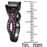 Yaffie Exquisite Creation: 1 5/8ct TDW Black Diamond and Pink Sapphire Ring, A Blend of Black and Gold