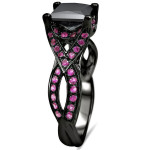 Yaffie Exquisite Creation: 1 5/8ct TDW Black Diamond and Pink Sapphire Ring, A Blend of Black and Gold
