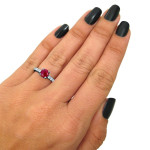 Yaffie Exquisite Custom 1ct Ruby and 1/2ct Diamond Engagement Ring - Black Gold Brilliance!