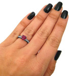 Yaffie ™ Custom 1ct TGW Black Gold Engagement Ring with 3/5ct TDW Sparkling Diamonds and a Radiant Ruby