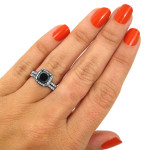Yaffie ™ Custom-Designed Bridal Ring Set: Opulent Black Gold, adorned with a 2 3/4ct TDW of Black and White Diamonds.