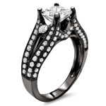 Yaffie™ Custom-Made Princess-Cut Diamond Engagement Ring - 2 ct TDW with Sleek Black Gold Finish