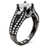 2 ct TDW Princess-Cut Diamond Engagement Ring with Black Gold Enhancement - Exclusively Crafted by Yaffie™