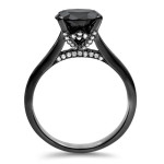 Custom-designed Yaffie ™ Black Gold Split Shank Engagement Ring with 2ct Round Black Diamond