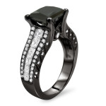 Yaffie ™ Custom Creation: Black Gold Princess-Cut and Round-Cut Diamond Ring with 3 2/5ct TDW