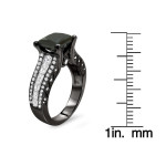 Yaffie ™ Custom Creation: Black Gold Princess-Cut and Round-Cut Diamond Ring with 3 2/5ct TDW
