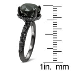 Yaffie Custom 3 3/5ct Round Black Diamond Halo Engagement Ring - The Elegant Black Gold Design