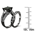 Yaffie™ Custom Black Gold Bridal Set with 4 ct Princess-cut Diamonds