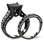 Yaffie ™ Custom Bridal Set: Black & White Diamonds - 4ct TDW