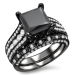 Yaffie ™ Custom Bridal Set: Black & White Diamonds - 4ct TDW