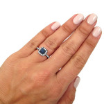 Yaffie Custom Black Gold Engagement Ring with Blue Sapphire and 1/2ct TDW Diamond