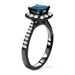 Yaffie Custom Black Gold Engagement Ring with Blue Sapphire and 1/2ct TDW Diamond