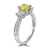 Sparkling Yaffie 1.5ct Canary Yellow & White Diamond 3-Stone Engagement Ring