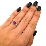 Round Ruby and Diamond Engagement Ring - Yaffie Gold 1ct TGW & 3/5ct TDW
