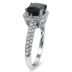 Yaffie ™ Custom Black and White Diamond Halo Ring with 2 1/5ct TDW in Gold