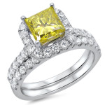 Canary Yellow Diamond Engagement Bridal Set with Yaffie Gold - 2ct TDW