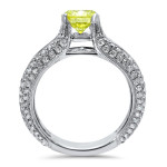 Golden Yaffie Round Diamond Ring with 2ct Total Diamond Weight for Engagement