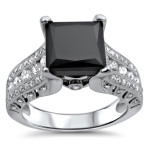 Custom Yaffie ™ Black Diamond Engagement Ring with 3.1 carats total weight of Gold Sparkle