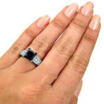 Custom Yaffie ™ Black Diamond Engagement Ring with 3.1 carats total weight of Gold Sparkle