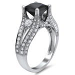 Black Princess Cut Three-Stone Diamond Engagement Ring - Yaffie™ Custom Design (Featuring 3 1/3 Carat Total Diamond Weight in Gold)