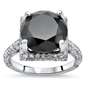 Yaffie ™ Custom Round Black Diamond Engagement Ring with 6 1/2 tdw Gold Sparkle