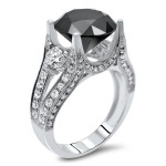 Custom Yaffie™ Black Diamond Engagement Ring - 8ct TDW Gold Round