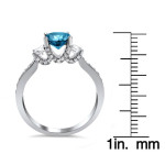 1.5ct Blue and White Diamond Engagement Ring in Yaffie White Gold